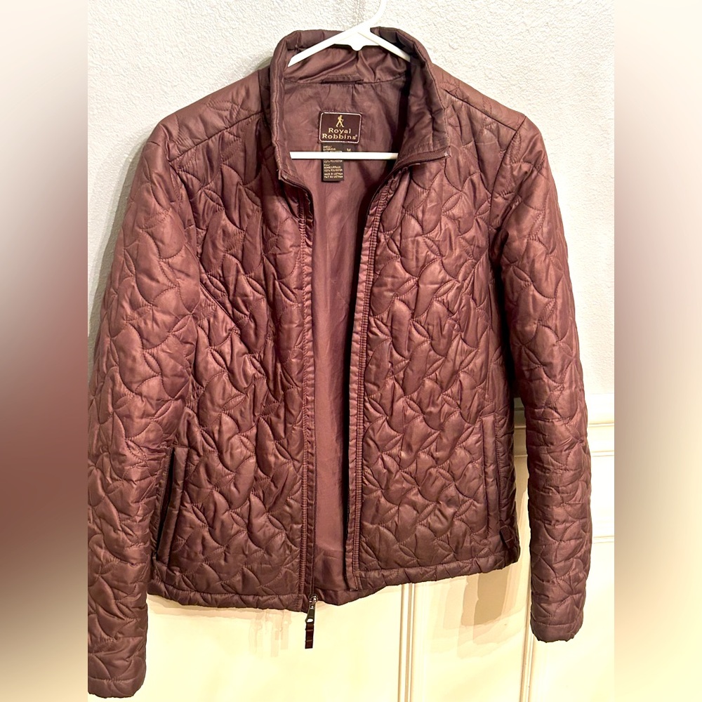 Royal Robbins brown quilted winter jacket women’s M inner lining & deep pockets